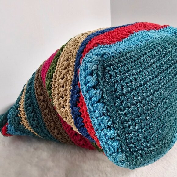 Merona Rainbow Woven Striped Boho Summer Beach Shoulder Bag - Picture 7 of 16